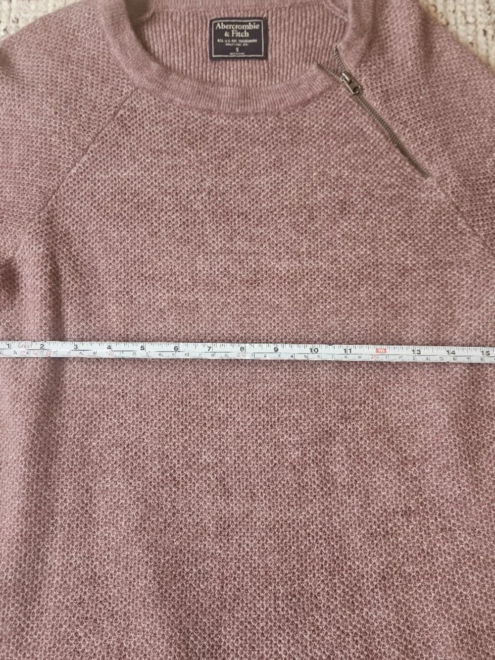 Abercrombie Pullover Zipper Crew Sweater in Mauve